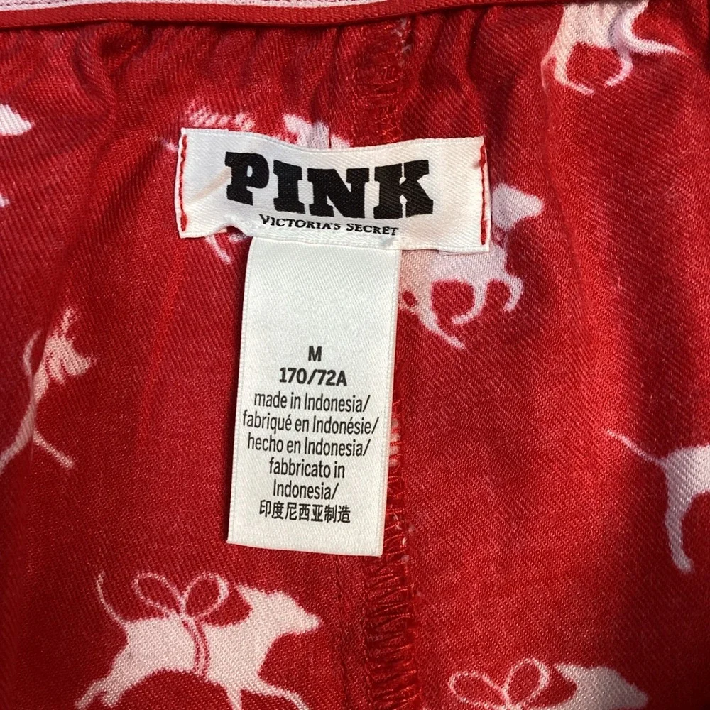 Victoria's Secret PINK Pajama Shorts Women Size Medium Red Holiday Dog Print